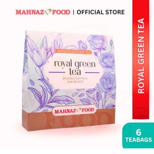 Royal Green Tea (Mahnaz Food) (6 Teabags) (ကိုယ်အလေးချိန် ထိန်းညှိခြင်း၊ စိတ်လန်းဆန်းစေခြင်းနှင့် ကျန်းမာရေးအတွက် ဘက်စုံ ထောက်ပံ့မှုပေးမည့် လက်ဖက်ရည်)