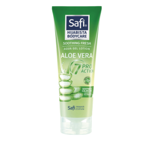 Safi Hijabista Bodycare Soothing Fresh Aqua Gel Lotion with Aloe Vera (180ml) (Malaysia) (အသားအရေကို ချက်ချင်းအေးမြစေပြီး စိုပြေလန်းဆန်းစေရန် အဆင့်မြင့်နည်းပညာဖြင့် ထုတ်လုပ်ထားသော Body Lotion)