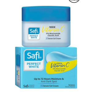Safi Perfect White 3X Serum Gel Cream (45g) (Malaysia) (အသားအရေကို ဖြူစင်ဝင်းပစေရန်နှင့် အမည်းစက်များကို ဖယ်ရှားပေးရန် အဆင့်မြင့်နည်းပညာဖြင့် ထုတ်လုပ်ထားသော Serum Gel Cream)