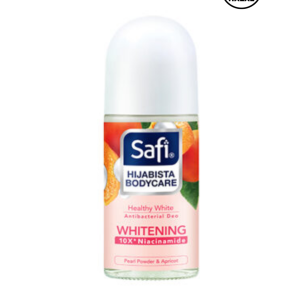 Safi Hijabista Bodycare Antibacterial Deodorant Roll On Healthy White (50ml) (Malaysia) (ချွေးနံ့ကို ထိရောက်စွာ ကာကွယ်ပေးပြီး ချိုင်းအသားအရေကို ဖြူစင်ဝင်းပစေရန် အထူးဖော်စပ်ထားသော အရည်အသွေးမြင့်Roll On)