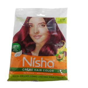 Nisha Creme Hair Colour 3.16 BURGUNDY (40gm) (India) (ဝိုင်နီရောင် တောက်တောက်လေးနဲ့ တစ်ကိုယ်လုံး လင်းခနဲဖြစ်သွားဖို့... Nisha Burgundy 3.16 ရှိတယ်နော်)