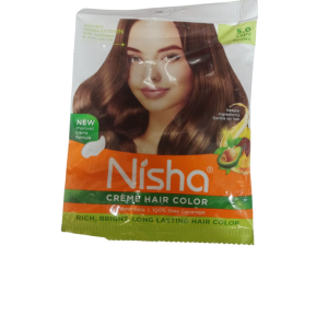 Nisha Creme Hair Color for Women - Light Brown (40gm) (India) (ဆံသားကို အနူးညံ့ဆုံး ထိန်းသိမ်းရင်း သဘာဝကျတဲ့ Light Brown ရောင်လေးနဲ့ စမတ်ကျလိုက်ပါ)