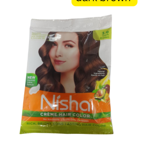 Nisha Creme Hair Color 3.0 Dark Brown (40gm) (India) (တည်ငြိမ်ပြီး ဆွဲဆောင်မှုရှိတဲ့ အညိုရင့်ရောင်လေးက သင့်ကို ပိုပြီး စမတ်ကျစေမှာ)
