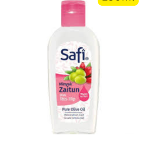 Safi Minyak Zaitun Plus Ros Hip Pure Olive Oil (180ml) (Malaysia) (ဆံပင်တွေကလည်း ဖွာ၊ အသားတွေကလည်း ခြောက်နေလို့ စိတ်ညစ်နေလား? မလေးရှားနိုင်ငံရဲ့ နာမည်ကြီး Safi က ထုတ်တဲ့ သံလွင်ဆီ + Ros Hip အဆီလေးက သင့်ရဲ့ Beauty Secret ဖြစ်လာမှာပါ! တစ်ဘူးရှိရုံနဲ့ ခေါင်းအစ ခြေအဆုံး လှပနေစေမှာနော်)