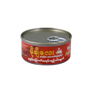 မိုချီလေး ပုစွန်ခြောက်ခရမ်းချဉ်သီးချက် - mochi lay dried shrimp tomato paste (မြန်မာနိုင်ငံထုတ် အသင့်စား စားသောက်ကုန်လုပ်ငန်းမှ ထုတ်လုပ်ပြီး အရည်အသွေးမြင့် ပုစွန်ခြောက်စစ်စစ်ကို ခရမ်းချဉ်သီး၊ ကြက်သွန်တို့ဖြင့် ရိုးရာအိမ်ချက်လက်ရာအတိုင်း ဆီပြန်မွှေးညှက်နေအောင် အထူးစီမံချက်ပြုတ်ထားသော အဆင်သင့်စား ဟင်းဗူးဖြစ်ခြင်း၊ ဟာလာလ် (Halal) စနစ်တကျ သန့်ရှင်းလတ်ဆတ်စွာ ထုတ်လုပ်ထားသဖြင့် မည်သူမဆို ယုံကြည်စိတ်ချစွာ သုံးဆောင်နိုင်ခြင်း၊ အလွယ်တကူ လက်ဖြင့်ဆွဲဖောက်နိုင်သော Easy-open ဗူးပုံစံဖြင့် ထုတ်ပိုးထားသဖြင့် ခရီးသွားသည့်အခါ၊ အလုပ်ရှုပ်သည့်အခါ သို့မဟုတ် ဟင်းချက်ရန် အချိန်မရသည့်အခါများတွင် အချိန်ကုန်သက်သာစွာဖြင့် ထမင်းပူပူလေးနှင့် ချက်ချင်းတွဲဖက် စားသုံးနိုင်ခြင်း၊ တစ်ယောက်စာ သို့မဟုတ် မိသားစု ထမင်းဝိုင်းအတွက် ခံတွင်းမြိန်စေပြီး မြန်မာ့ရိုးရာ ခရမ်းချဉ်သီးဆီပြန်ဟင်းအရသာစစ်စစ်ကို ပေးစွမ်းနိုင်သော အသင့်စား စည်သွတ်ဗူးထုတ်ကုန်)