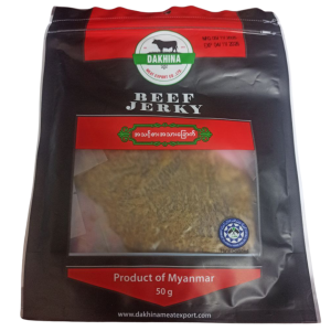 Dakhina Beef Jerky (50g) (သရေစာစားရင်း အာဟာရလည်းဖြစ်စေချင်တယ်ဆိုရင် "Dakhina Beef Jerky" ရှိတယ်နော်)