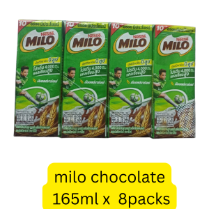 Nestle Milo Chocolate Malt Flavoured UHT Milk (165ml x 8packs) (Thailand) (သားသားမီးမီးတို့ ကျောင်းမှာပဲဖြစ်ဖြစ်၊ အားကစားကွင်းမှာပဲဖြစ်ဖြစ် အမြဲတမ်း တက်ကြွလန်းဆန်းပြီး အားအင်တွေ ပြည့်ဝနေဖို့ဆိုရင် မိုင်လို (Milo) လေးက အနားမှာ ရှိနေဖို့ လိုတယ်နော်)