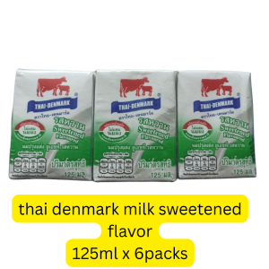 Thai-Denmark UHT Sweetened Flavoured Milk (125ml x 6packs) (Thailand) (ချိုစိမ့်မွှေးပျံ့တဲ့ နွားနို့စစ်စစ်ရဲ့ အရသာ... Thai-Denmark Sweetened Milk လေး ရောက်ပြီနော်)