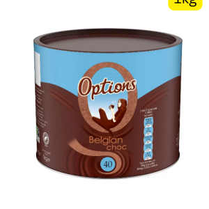 Options Belgian Chocolate Instant Hot Chocolate Drink (1kg) (Switzerland) (တစ်ခွက်သောက်တိုင်း ကယ်လိုရီပါဝင်မှု အလွန်နည်းလို့ ဝိတ်ထိန်းနေသူတွေအတွက် အဆင်ပြေဆုံးပဲ)