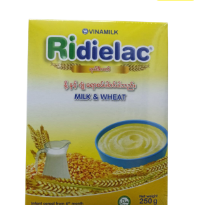 Vinamilk Ridielac Stage 1 Infant Cereal Milk & Wheat (4 months+) (250g) (Vietnam) (သားသားမီးမီးတို့ အသက် (၆) လပြည့်လို့ ဖြည့်စွက်စာ စတိုက်တော့မယ်ဆိုရင် ဘာရွေးရမလဲ စဉ်းစားရခက်နေလား? အာဟာရလည်းပြည့်၊ စားလို့လည်းကောင်းတဲ့ ဗီယက်နမ်နိုင်ငံထုတ် "Vinamilk Ridielac (Milk & Wheat)" လေး ရှိတယ်နော်)