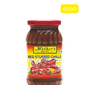 Mother's Recipe Stuffed Red Chilli Pickle (400g) (India) (မြင်ရုံနဲ့တင် ဗိုက်ဆာသွားစေမယ့် အနီရောင်ရင့်ရင့်လေးနဲ့ ချဉ်၊ စပ်၊ မွှေး အရသာစုံ)