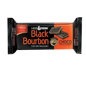 Parle Hide & Seek Black Bourbon Choco Creme Sandwich Biscuits (200g) (India) (ချောကလက်ရဲ့ အနက်ရှိုင်းဆုံး အရသာကိုမှ ခံစားချင်တာလား? Black Bourbon ရှိတယ်နော်)
