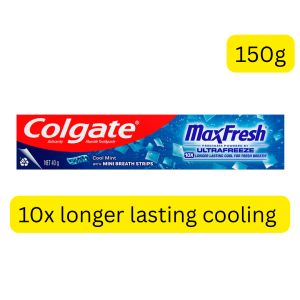 Colgate Max Fresh Ultrafreeze Cool Mint Toothpaste (160g) (Thailand) (ါးစပ်ထဲမှာ ရေခဲတောင် ရောက်သွားသလား ထင်ရအောင် အေးမြလန်းဆန်းသွားစေဖို့... Colgate Ultrafreeze ရှိတယ်နော်)
