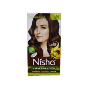 Nisha Dark Brown Creme Hair Color နီရှားဆံပင်ဆိုးဆေးခရင်မ် အညိုရင့်ရောင်
