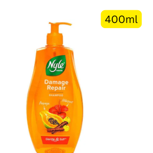 Nyle Shampoo Damage Repair 400ml (India Made) ပျက်စီးနေသော ဆံသားများကို ပြန်လည်ပြုပြင်ပေးရန် အထူးထုတ်လုပ်ထားသော ခေါင်းလျှော်ရည်