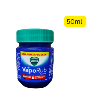 Vicks Vapo Rub Classic 50ml အအေးမိ ၊ နှာစေး ၊ ချောင်းဆိုးဝေဒနာ နှင့် ကြွက်သား အဆစ်အမြစ် နာကျင်မှုများကို သက်သာပျောက်ကင်းစေသော လိမ်းဆေး