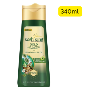 Kesh king Gold Shampoo 340ml (ဆံပင်တွေ ကျွတ်လွန်းလို့ စိတ်ညစ်နေရတဲ့နေ့ရက်တွေကို Kesh King Gold နဲ့ အဆုံးသတ်လိုက်ပါ)