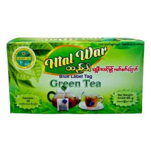 Htal War Blue Label Tag Green Tea ရွှေဖီအဆင့်မြင့်လက်ဖက်ခြောက် 3x30 (Sachets) 90g