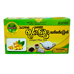 Ginger Plus Tea သဘာဝဂျင်းမွှေးလက်ဖက်ခြောက် 3g x 30 (Sachets)