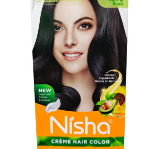 Nisha Natural Black 60g+60ml+60ml နီရှားဆံပင်ဆိုးဆေးခရင်မ် သဘာဝအမဲရောင်