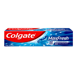 Colgate Toothpaste Max Fresh with Cooling Crystals (160g) ခံတွင်းသန့်ရှင်းလတ်ဆတ်မှုကို အထူးဦးစားပေးထုတ်လုပ်ထားသည့် သွားတိုက်ဆေးဖြစ်ပြီး အေးမြလန်းဆန်းသော ခံစားမှုကို အချိန်ကြာရှည်စွာ ပေးစွမ်းနိုင်ပါသည်