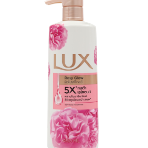 Lux Rosy Glow 5x Soft Rose Fragrance Bodywash 450ml -Lux ရေချိုးဆပ်ပြာ