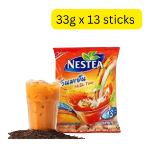 Nestea Royal Milk Tea (ထိုင်းနိုင်ငံထုတ် အဆင့်မြင့် အသင့်ဖျော် သန့်စင်သော ထိုင်းလက်ဖက်ရည်နို့ (Thai Milk Tea) အမှုန့်ဖြစ်ပြီး စစ်မှန်သော လက်ဖက်ခြောက်နံ့ သင်းပျံ့မွှေးကြိုင်မှုကို ပေးစွမ်းမည့် သဘာဝလက်ဖက်ရည်အရသာ စစ်စစ် (Authentic Tea Taste) ပါဝင်ခြင်း၊ အရည်အသွေးမြင့် နို့မှုန့်နှင့် ပေါင်းစပ်ထားသဖြင့် လျှာပေါ်တွင် စွဲကျန်ရစ်မည့် ဆိမ့်အိပျစ်ချွဲသော အရသာကို ပေးစွမ်းနိုင်ခြင်း၊ ပူပူလေးဖြစ်စေ၊ ရေခဲတုံးလေးများထည့်ကာ အေးအေးလေးဖြစ်စေ မိမိစိတ်ကြိုက် လွယ်ကူလျင်မြန်စွာ ဖျော်စပ်သောက်သုံးနိုင်ခြင်း၊ တစ်ထုပ်လျှင် ၃၃ ဂရမ် ပါဝင်သော အထုပ်ငယ် ၁၃ ထုပ် (စုစုပေါင်း အသားတင်အလေးချိန် ၄၂၉ ဂရမ်) ပါဝင်ပြီး အိမ်တွင်ဖြစ်စေ၊ ရုံးတွင်ဖြစ်စေ ထိုင်းလက်ဖက်ရည်နို့ (Cha Yen) အစစ်အမှန်ကို အချိန်မရွေး သောက်သုံးလိုသူများအတွက် အထူးသင့်လျော်သော Nestlé ၏ ကမ္ဘာကျော် လူကြိုက်အများဆုံး အမှတ်တံဆိပ်)
