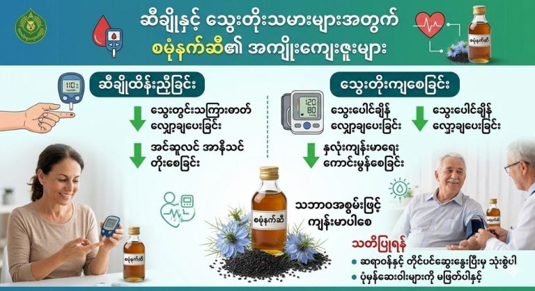 ဆီးချိူ သွေးတိုးနဲ့ စမုံနက်ဆီ (Black seed oil)