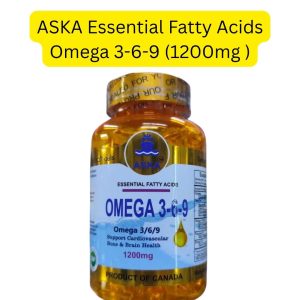 ASKA Essential Fatty Acids Omega 3-6-9 (ကနေဒါနိုင်ငံထုတ်၊ နှလုံး၊ အရိုးနှင့် ဦးနှောက်ကျန်းမာရေးအတွက် Omega 3/6/9 1200mg ပါဝင်သော Softgels အားဆေးဗူး)