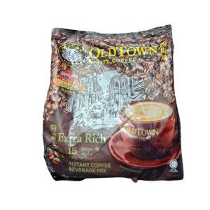 OLDTOWN White Coffee - Extra Rich (မလေးရှားနိုင်ငံထုတ်၊ အဆင့်မြင့် ကော်ဖီစေ့ ၃ မျိုးကို ပိုမိုနက်ရှိုင်းစွာ လှော်ထားပြီး ကော်ဖီအရသာ ပိုမိုပြင်းပြင်းနှင့် ခရင်မ်မာ၏ ဆိမ့်မွှေးမှုကို တိုးမြှင့်ဖော်စပ်ထားကာ တစ်နေ့တာလုံး စွမ်းအင်ပြည့်ဝတက်ကြွစေသော ၅၂၅ ဂရမ်ဝင် ပရီမီယံ ဝှိုက်ကော်ဖီထုပ်ကြီး)