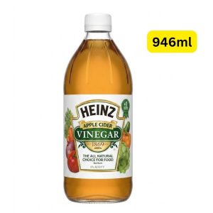 Heinz Apple Cider Vinegar (အမေရိကန်နိုင်ငံထုတ်ဖြစ်ပြီး အဆင့်မြင့် ပန်းသီးကောင်းများမှ သဘာဝအတိုင်း အချဉ်ဖောက်ပြုလုပ်ထားကာ အစာခြေစနစ်ကို ကောင်းမွန်စေခြင်း၊ ကိုယ်အလေးချိန် ထိန်းညှိပေးခြင်းနှင့် သွေးတွင်းသကြားဓာတ်ကို ထိန်းညှိပေးခြင်း စသည့် ကျန်းမာရေးကောင်းကျိုးများကို ပေးစွမ်းနိုင်ပြီး ဟင်းချက်ရာတွင်လည်း သဘာဝအရသာကို ရရှိစေမည့် အချဉ်ဓာတ် ၅% (5% Acidity) ပါဝင်သော အလေးချိန် ၉၄၆ မီလီလီတာ (946ml) ဝင် ပရီမီယံ ပန်းသီးဗီနီဂါ ကျန်းမာရေးရှာလကာရည်)