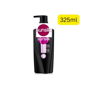 Sunsilk Glossy Black Shampoo (Ceramides, ချီယာစေ့ဆီ (Chia Seed Oil) နှင့် ဗီတာမင်အီး (Vitamin E) တို့ပါဝင်သော Cera-Gloss Complex 2% နည်းပညာဖြင့် ဆံသားကို နက်မှောင်တောက်ပစေပြီး ကျန်းမာသန်စွမ်းစေသော ခေါင်းလျှော်ရည်၊ ပမာဏ 325ml၊ ထိုင်းနိုင်ငံထုတ်)