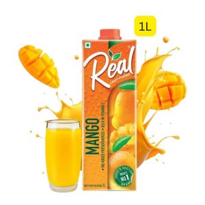 Real Fruit Power Mango Juice (သဘာဝ သရက်သီးအရသာစစ်စစ် ပါဝင်ပြီး ဗီတာမင် C ကြွယ်ဝကာ ကြာရှည်ခံဆေး လုံးဝမပါဝင်သော၊ အိန္ဒိယနိုင်ငံ၏ နံပါတ် ၁ အမှတ်တံဆိပ် သဘာဝသရက်သီးဖျော်ရည်၊ ပမာဏ 1L၊ အိန္ဒိယနိုင်ငံထုတ်)
