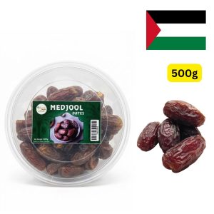 Afiyah Medjool Dates (ပါလက်စတိုင်း/ဂျော်ဒန်နိုင်ငံထွက် ပရီမီယံ  စွန်ပလွန်သီး စစ်စစ်ဖြစ်ပြီး သဘာဝအတိုင်း ကြီးမားထွားကျိုင်းကာ အသားထူ၍ နူးညံ့အိစက်သော အသားရှိခြင်း၊ အသားတင်အလေးချိန် 500g ပါရှိခြင်း၊ သဘာဝသကြားဓာတ်၊ အမျှင်ဓာတ် (Fiber) နှင့် ပိုတက်စီယမ်တို့ ကြွယ်ဝစွာပါဝင်ပြီး ခန္ဓာကိုယ်အတွက် လိုအပ်သော စွမ်းအင်ကို ချက်ချင်းဖြည့်တင်းပေးကာ အစာခြေစနစ်ကို ကောင်းမွန်စေခြင်း၊ အချိုပွဲအဖြစ်ဖြစ်စေ၊ အားကစားလုပ်ပြီး အားဖြည့်စာအဖြစ်ဖြစ်စေ သုံးဆောင်ရန် အထူးသင့်လျော်ခြင်း စသည့် ကျန်းမာရေးကောင်းကျိုးများကို ပေးစွမ်းနိုင်သည့် Premium အရည်အသွေးမြင့် စွန်ပလွန်သီးဗူး)