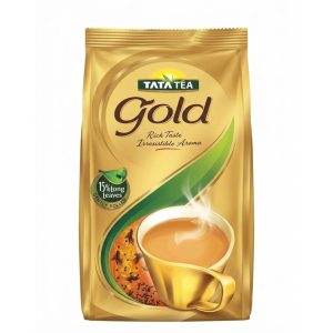Tata Tea Gold (အိန္ဒိယနိုင်ငံထုတ် ပရီမီယံ လက်ဖက်ခြောက်ဖြစ်ပြီး အကောင်းဆုံး အာသံလက်ဖက်မှုန့်နှင့်အတူ ထူးခြားမွှေးပျံ့သော အနံ့ကိုပေးစွမ်းနိုင်မည့် ရွေးချယ်ထားသော လက်ဖက်ရွက်ရှည် ၁၅ ရာခိုင်နှုန်း (15% Long Leaves) ကို စနစ်တကျ ပေါင်းစပ်ထုတ်လုပ်ထားခြင်း၊ အသားတင်အလေးချိန် [အလေးချိန်ထည့်ရန်] ပါဝင်ခြင်း၊ ဓာတ်တိုးဆန့်ကျင်ပစ္စည်း ကြွယ်ဝစွာပါဝင်ပြီး စိတ်ကြည်လင်လန်းဆန်းစေကာ နှလုံးနှင့် အစာခြေစနစ်ကို ကောင်းမွန်စေခြင်း စသည့် ကျန်းမာရေးဆိုင်ရာ အကျိုးကျေးဇူးများကို အပြည့်အဝပေးစွမ်းနိုင်သည့် ရွှေရောင်ပရီမီယံ လက်ဖက်ခြောက်ထုပ်)