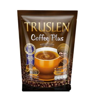 Truslen Coffee Plus (အဆီပိုများကိုလောင်ကျွမ်းစေသော L-Carnitine နှင့် ကြွက်သားများကို ကျစ်လျစ်စေသော အမိုင်နိုအက်ဆစ်များ ပါဝင်ပြီး ခန္ဓာကိုယ်သွယ်လျလှပစေရန် အထောက်အကူပြုသော ကျန်းမာရေးကော်ဖီ၊ သကြား၊ ကိုလက်စထရောနှင့် ထရန့်စ်ဖက် (Trans Fat) လုံးဝမပါဝင်ပါ၊ အလေးချိန် ၂၄၀ ဂရမ် (၁၆ ဂရမ် x ၁၅ ထုပ်) ပါဝင်သည်၊ ထိုင်းနိုင်ငံထုတ်)