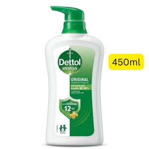 Dettol Original Antibacterial Shower Gel (ဘက်တီးရီးယားများကို ၉၉.၉% ဖယ်ရှားပေးပြီး ၁၂ နာရီကြာ ချွေးနံ့ကင်းစင်စေသော၊ သဘာဝ ထင်းရှူးရနံ့ဖြင့် တစ်နေကုန် လန်းဆန်းစေသည့် ကိုယ်တိုက်ဆပ်ပြာရည်၊ ၄၅၀ မီလီလီတာ ပါဝင်ပြီး၊ ထိုင်းနိုင်ငံထုတ်)