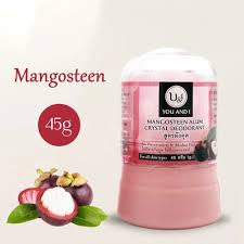 You And I Mangosteen Alum Crystal Deodorant (မင်းကွတ်သီးအဆီအနှစ်ဖြင့် ပေါင်းစပ်ထုတ်လုပ်ထားပြီး ချိုင်းကြားအသားအရေကို ချောမွေ့စေကာ ဘက်တီးရီးယားများကို သေစေပြီး ချွေးနံ့ကို တစ်နေ့တာလုံး ထိရောက်စွာ ကာကွယ်ပေးသော သဘာဝကျောက်ချဉ်တုံး၊ အရက်ပြန်နှင့် ဓာတုတာရှည်ခံပစ္စည်းများ လုံးဝမပါဝင်သော၊ အလေးချိန် 45g၊ ထိုင်းနိုင်ငံထုတ်)