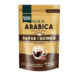 Buddy Dean Gold Arabica Papua New Guinea Instant Coffee (ပါပူအာနယူးဂီနီ Arabica ၁၀၀%၊ Medium Roast၊   သကြား ၀%၊  အလေးချိန် ၁၀၀ ဂရမ်၊ ထိုင်းနိုင်ငံထုတ် အသင့်ဖျော်ကော်ဖီမွှေး)