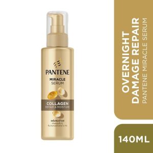 Pantene Miracle Serum Overnight Damage Repair (Pro-V နှင့် ကော်လာဂျင် (Collagen) ပါဝင်ပြီး ညအိပ်ရာဝင်ချိန်တွင် ဆံသားကို အစိုဓာတ်ဖြည့်တင်းပေးကာ တစ်ညတည်းဖြင့် ဆံပင်အဖျားနှစ်ခွဖြစ်ခြင်းနှင့် ပျက်စီးနေသော ဆံသားများကို အထူးပြုပြင်ပေးသည့် ညလိမ်း ဆံပင်ဆီရမ်၊ ပမာဏ 140ml၊ ထိုင်းနိုင်ငံထုတ်)