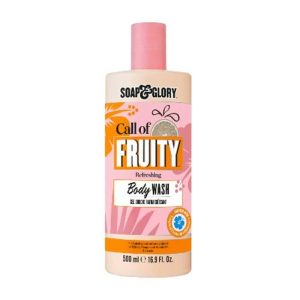 Soap & Glory Call of Fruity Refreshing Body Wash (သရက်သီး (Mango) နှင့် မန်ဒရင်းလိမ္မော် (Mandarin) အဆီအနှစ်များ ပါဝင်ပြီး အသားအရေကို လန်းဆန်းစိုပြည်စေကာ ဗီတာမင်ဓာတ်များ ဖြည့်တင်းပေးသော ရေချိုးဆပ်ပြာရည်၊ ပမာဏ 500ml၊ UK Brand, တရုတ်နိုင်ငံထုတ်)