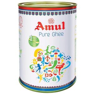 Amul Pure Ghee (၁၀၀ ရာခိုင်နှုန်း သန့်စင်သော နွားနို့မှ ထုတ်လုပ်ထားသည့် ထောပတ်ကြည်၊ ဟင်းလျာများ၏ အရသာနှင့် အနံ့ကို ပိုမိုကောင်းမွန်စေပြီး ခန္ဓာကိုယ်အတွက် ခွန်အားဖြစ်စေသော၊ ယုံကြည်စိတ်ချရသည့် အိန္ဒိယနိုင်ငံထုတ် ထောပတ်သံဘူး)