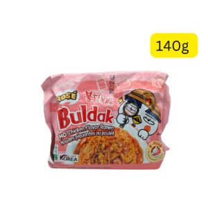 Samyang Buldak Rosé Hot Chicken Flavor Ramen (ကိုရီးယားစတိုင် စပ်ရှိန်းရှိန်း ကြက်သားအရသာနှင့် ဆိမ့်ပြီးမွှေးသော ခရင်မ်အရသာ ပေါင်းစပ်ထားသည့် ရိုဇေး (Rosé) ခေါက်ဆွဲထုပ်၊ ပမာဏ ၁၄၀ ဂရမ် (140g) ပါဝင်သည်၊ ကိုရီးယားနိုင်ငံထုတ် နာမည်ကြီး Samyang အမှတ်တံဆိပ်၊ Halal အသိအမှတ်ပြု)