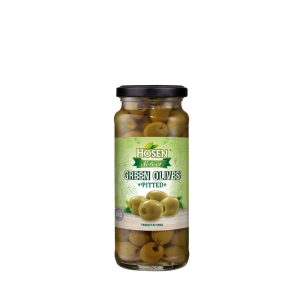 Hosen Select Green Olives Pitted (စပိန်နိုင်ငံမှ တိုက်ရိုက်ထုတ်လုပ်တင်သွင်းသော၊ အစေ့ထုတ်ထားသည့် အရည်အသွေးမြင့် သံလွင်သီးစိမ်း၊ ကျန်းမာရေးအတွက် ကောင်းမွန်သော အဆီဓာတ်နှင့် ဗီတာမင်များ ပါဝင်ပြီး အသုပ်များနှင့် ဟင်းလျာများတွင် ထည့်သွင်းစားသုံးရန် သင့်လျော်သောထုတ်ကုန်၊ အသားတင်အလေးချိန် ၃၄၅ ဂရမ်၊ အရည်စစ်ပြီးအလေးချိန် ၁၇၀ ဂရမ် ပါဝင်သည်)