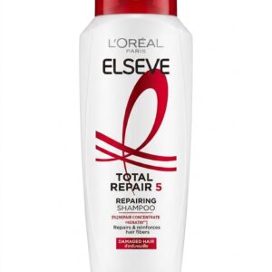 L'OREAL Paris ELSEVE Total Repair 5 Repairing Shampoo (ဆံသားပျက်စီးခြင်း လက္ခဏာ ၅ ရပ်ကို ပြုပြင်ပေးနိုင်သော Keratin ပါဝင်သည့် ခေါင်းလျှော်ရည်၊ ပမာဏ ၂၀၀ မီလီလီတာ (200ml) ပါဝင်သည်၊ နာမည်ကြီး ပြင်သစ်အမှတ်တံဆိပ် L'Oreal မှ ထုတ်လုပ်သည်)